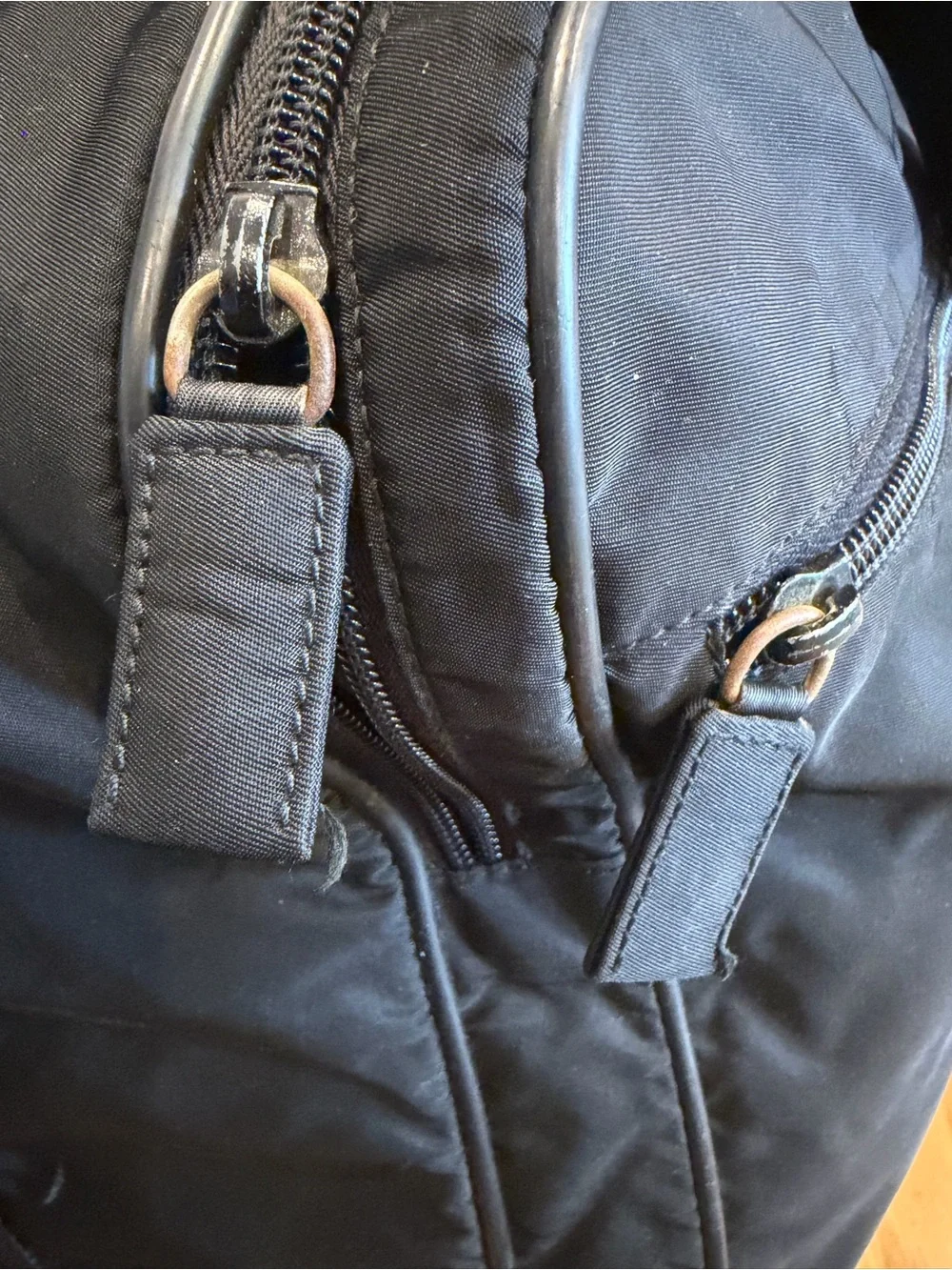 Prada Black Nylon Duffel Bag with Logo Plaque